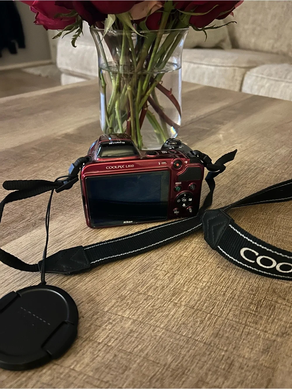 Nikon Coolpix L810 Red Bridge Camera with Strap